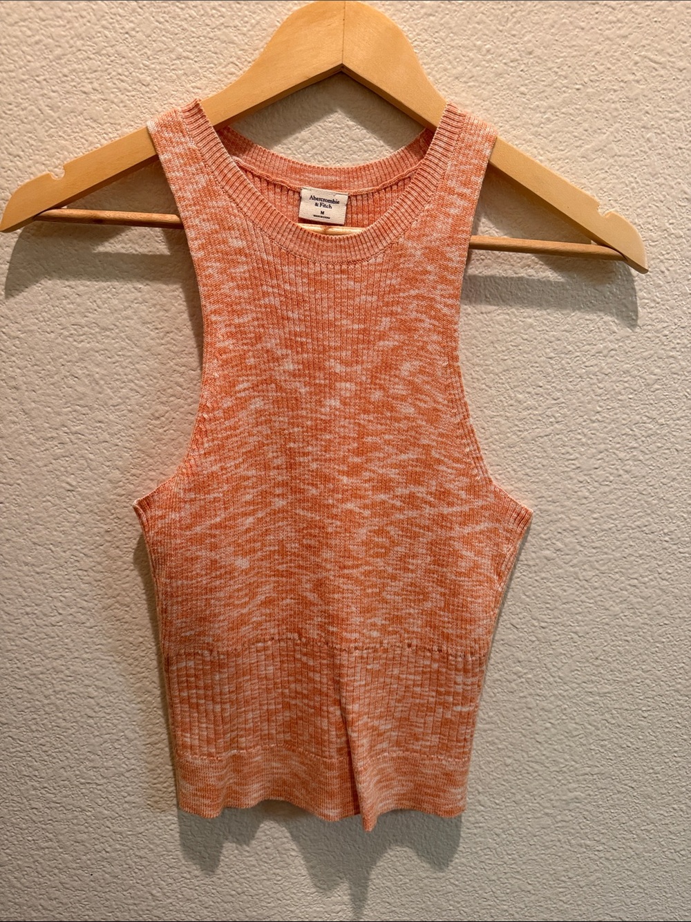 Abercrombie & Fitch Orange Marled Ribbed High-Neck Knit Tank